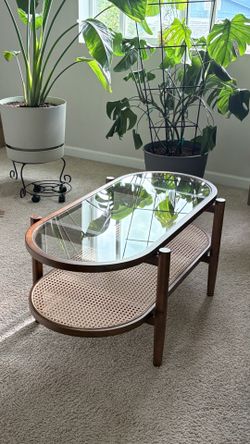 Brown rattan coffee table