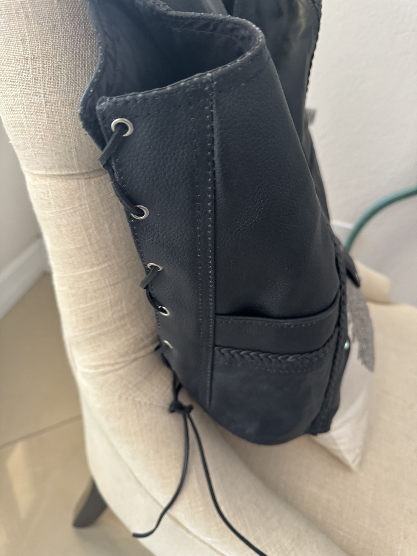 Womens Black Leather Vest