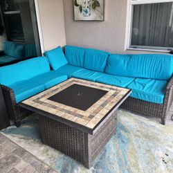 Outdoor Sectional With The Fire pit Table. 