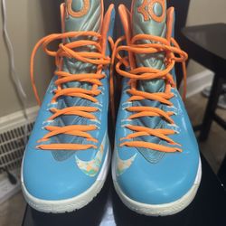 Nike KD 5 Easter Turquoise And Orange Size 10 1/2