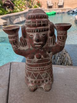 Vintage Tonaca Mexico Primitive figurine Mayan Folk Art Sculpture Aztec terracotta South America