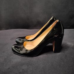 Women's Black Shiny Cole Haan Ambrose Air Pumped Cushioned Close Toed Clog Heels (Size 6.5)
