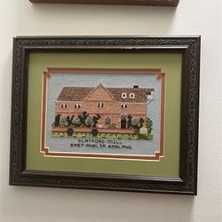 Framed Cross Stitch needlepoint of Flatford Mill East Anglia England 