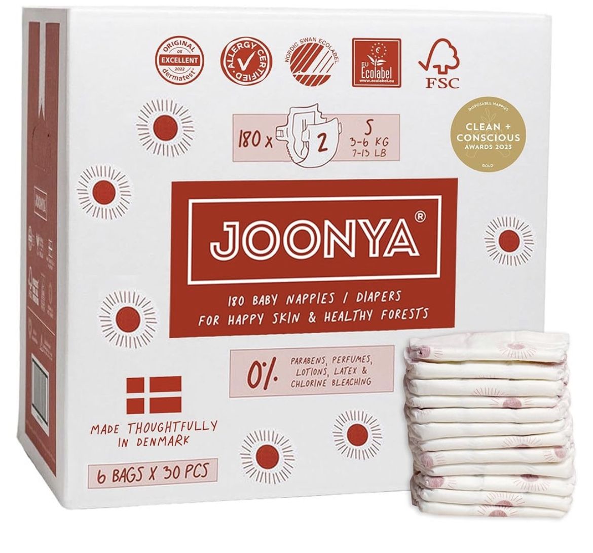 Diapers Baby Joonya- Size 2-100% Natural-non Toxic-30diapers In Box -(lot Of 180diapers