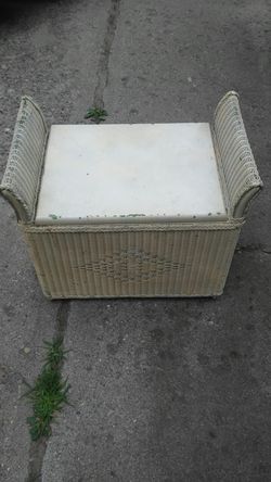 Antique wicker bench seat