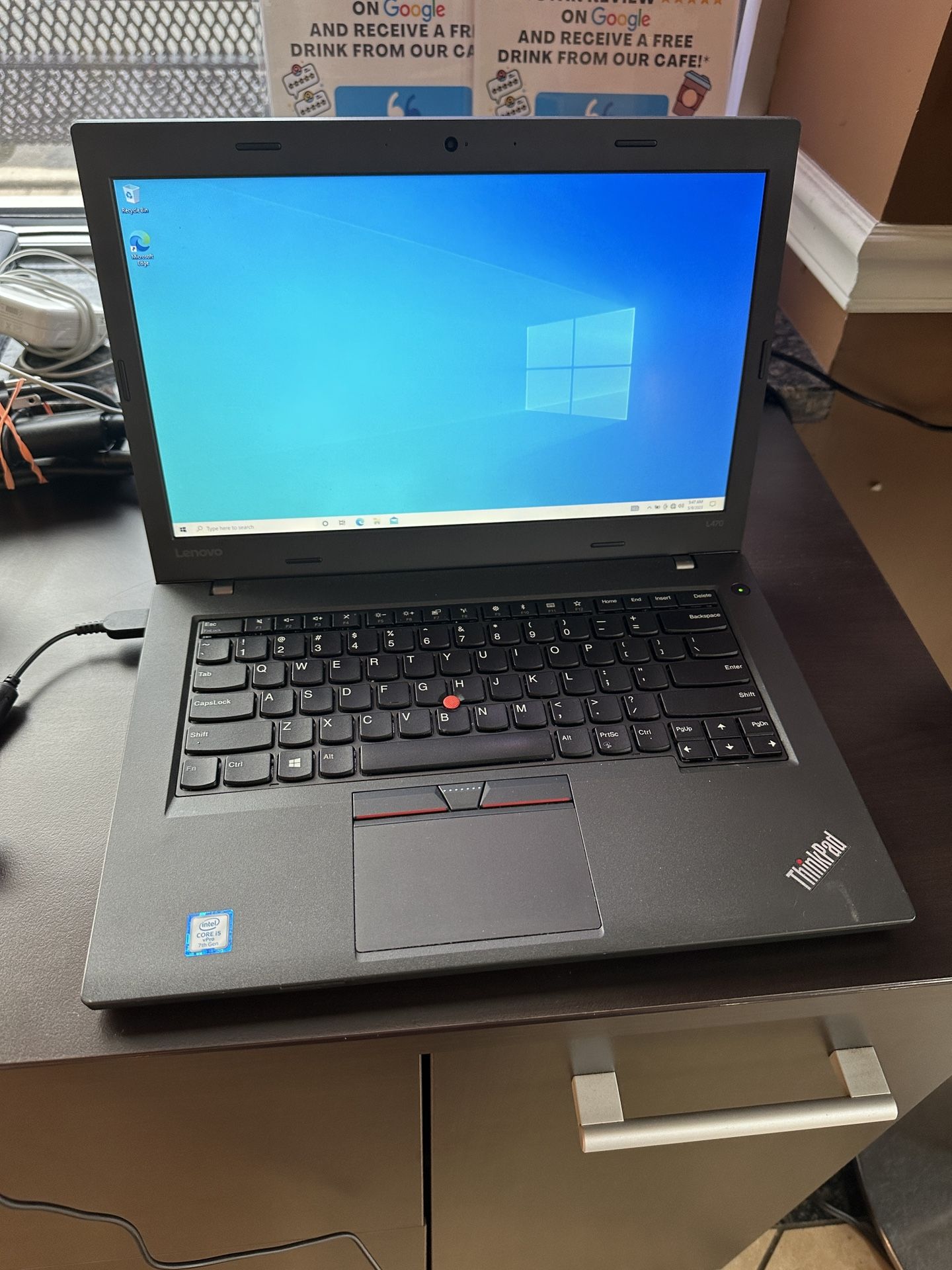 Lenovo ThinkPad L470 14” Laptop 2.6ghz Core i5-7300 8gb RAM 256gb SSD