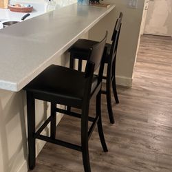 Dark wood and Leather Bar Stools