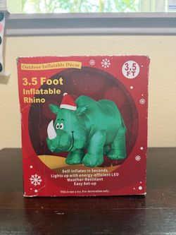 Self Inflatable 3.5 Foot Christmas Rhino Outdoor New In Box - Untested