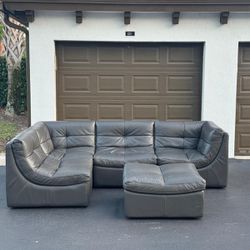 Couch/Sofa Sectional - Modular - Gray - Genuine Leather - Chateau Dax - Delivery Available 🚛
