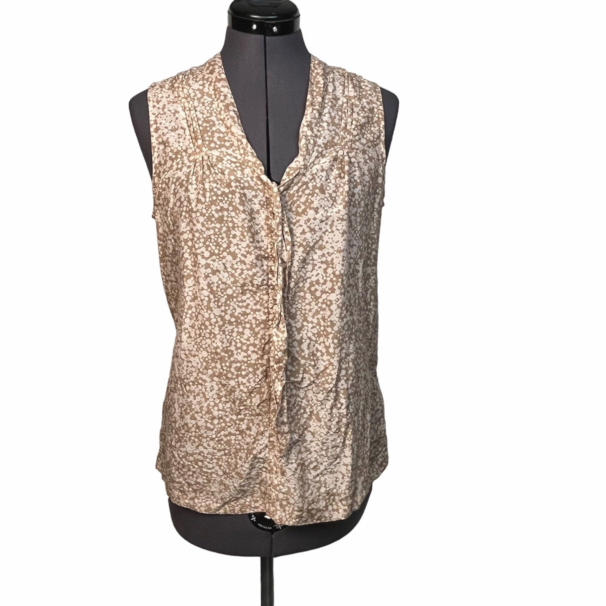 Gap Women's Sleeveless Blouse Top V-Neck Silk Blend Tie-Front Size S