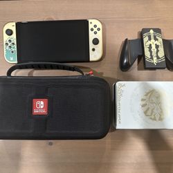 Nintendo Switch OLED | Legend of Zelda: Tears of the Kingdom Limited Edition + Carrying Case + Joycon Grip + Cables [EVERYTHING INCLUDED]