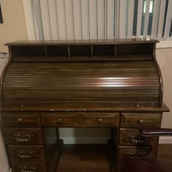 Large Brown Vintage Secretary Desk 