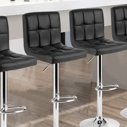 Swivel Upholstered Set Of 6 Adjustable Height Counter Stool with Metal Frame 