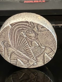 Egyptian Pharaoh Silver Metal Round Coin