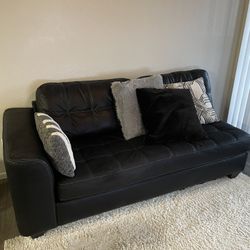 Black Sofa with Rug 