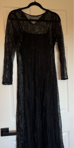 Black Lace Maxi Dress Long Sleeve