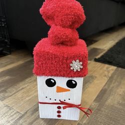 Wood Block Snowmen decor