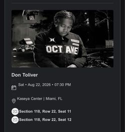 2 Don Toliver Concert 100 LEVEL VIP