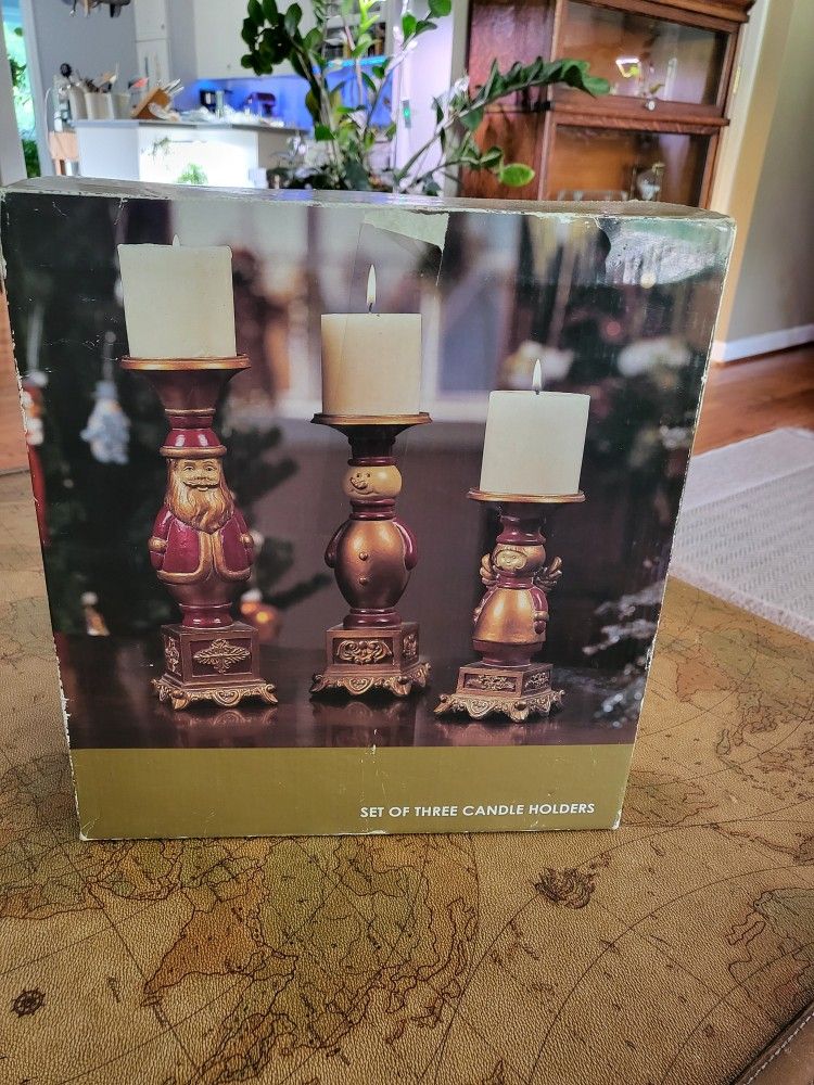 Three Christmas Candle Holders