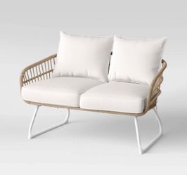 Opalhouse Southport Weather-Resistant Wicker Loveseat White/Linen