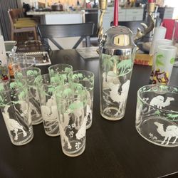 Vintage Camel Set Ice Bucket And Glasses