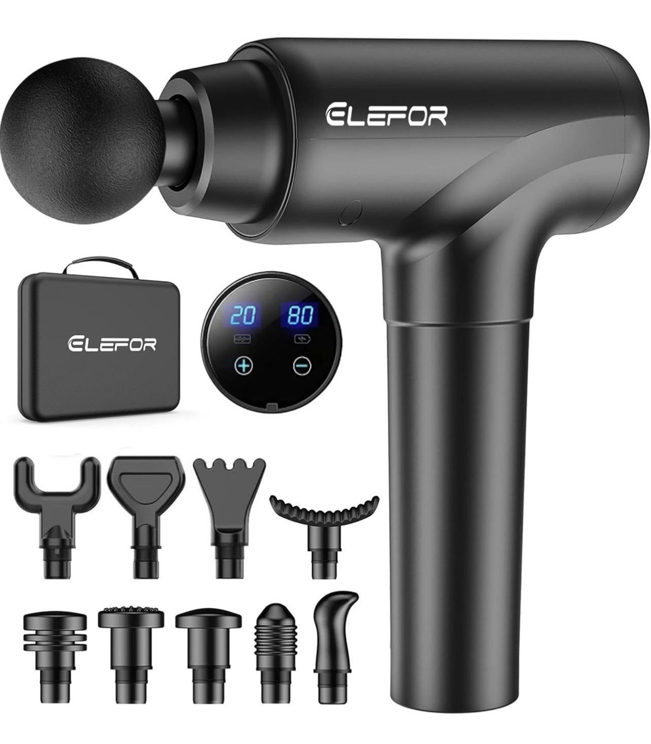 Massage Gun Deep Tissue,Percussion Massager Gun for Athletes Muscle Massage Gun for Pain Relief with 8 Massage Heads & 20 Speeds (Matte Black)
