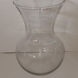 clean thin glass 5" by 9" flower vase $2!
