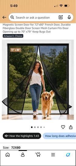 Magnetic Screen Door Mesh Curtain 72x80 - set of 2