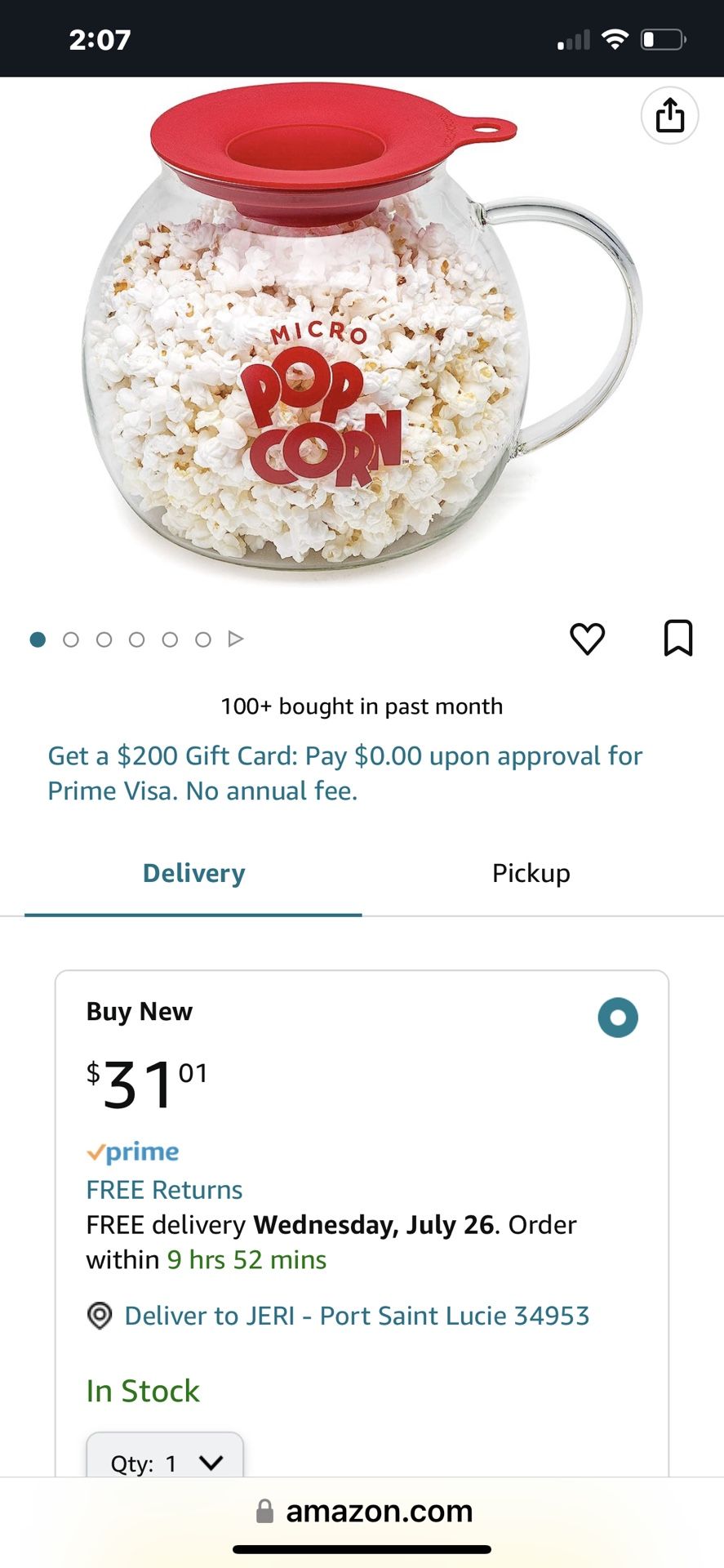 New in Box Micro-Pop Popper, Glass Microwave Popcorn Maker with Dual Function Lid, 