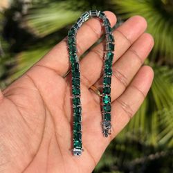 IGI Certified Lab Grown Colombian Emerald Bracelet | 925 Silver |9 inch length