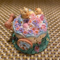 Ceramic Egg Cart With Chicks & Eggs