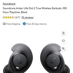 NEW Soundcore Anker Life Dot 2 True Wireless Earbuds, 100 Hour Playtime, Black