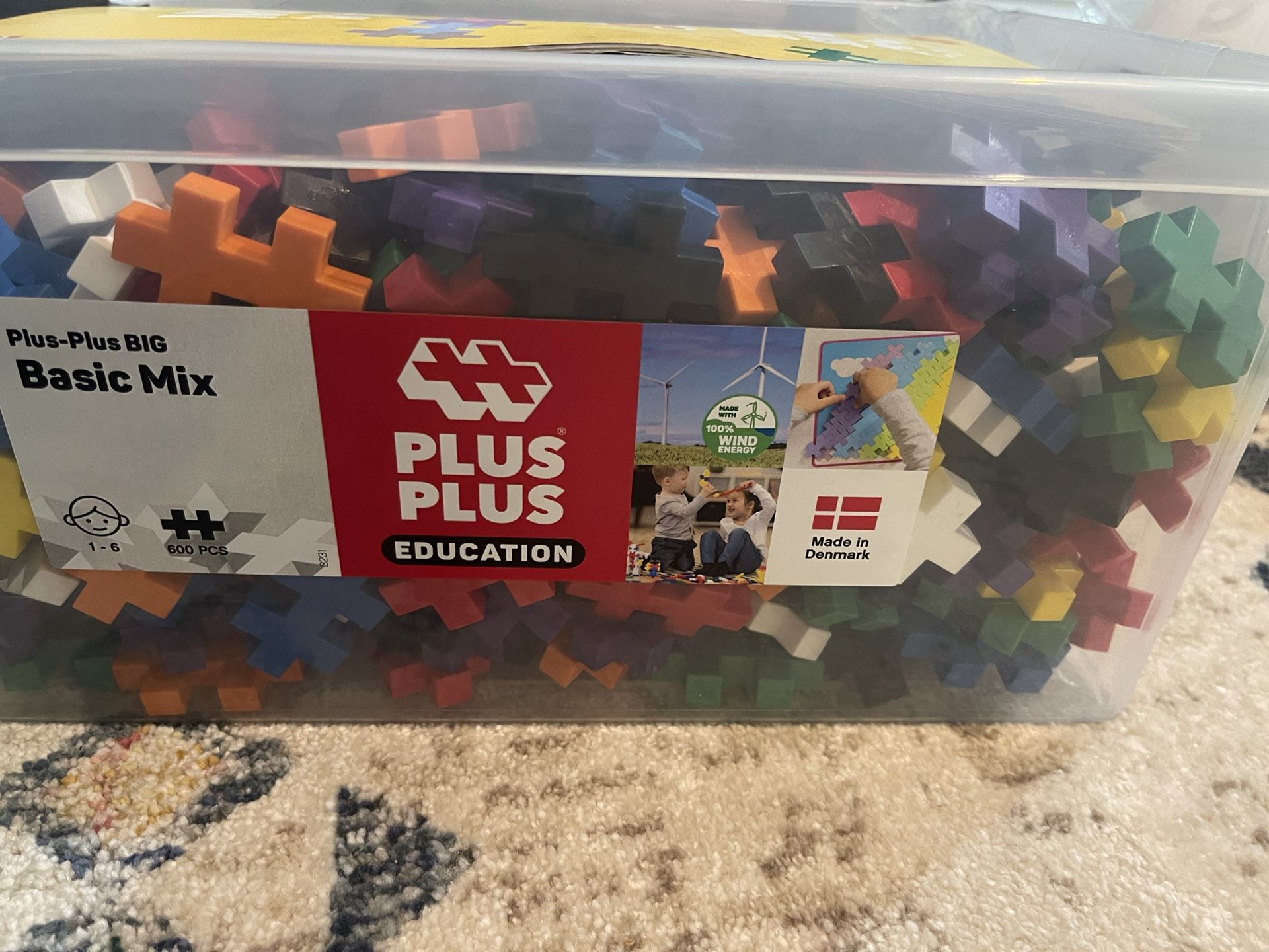 PLUS PLUS BIG - Open Play Set - 600 Piece in Storage Tub- Basic Color Mix, Construction Building Stem Toy, Interlocking Large Puzzle Blocks for Toddle