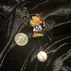 Miniature Bear At Bat Christmas Ornament