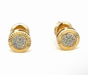 Men’s or Women’s 10k Yellow Gold Round Diamond Cluster Stud Earrings 0.07 CTW GP3124090