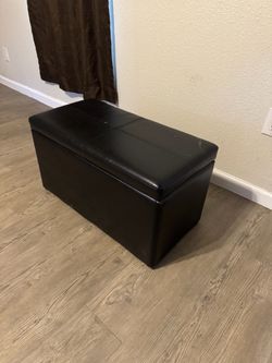 30" Black Leather Storage Ottoman Bench