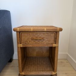 Vintage rattan and wicker end table