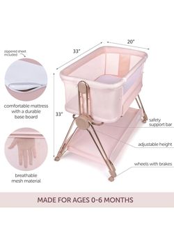 KOOLABABY Baby Bedside Sleeper - Bassinet & Bedside Crib with Height Adjustment & Wheels