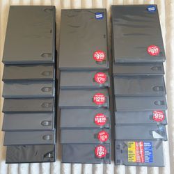 20 Assorted Blockbuster and Standard Single & Double 2-Disc Black DVD Holder Storage Cases w/ Clear Sleeves