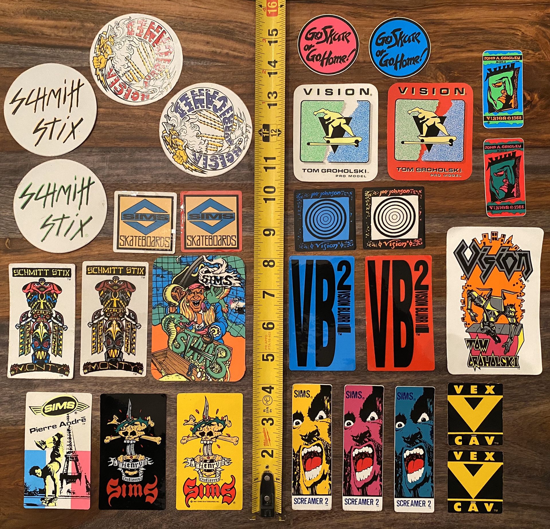 28 Vintage Screen Printed Skateboard Stickers