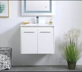 Bathroom Vanity in White/Brushed Nickel VF44024W