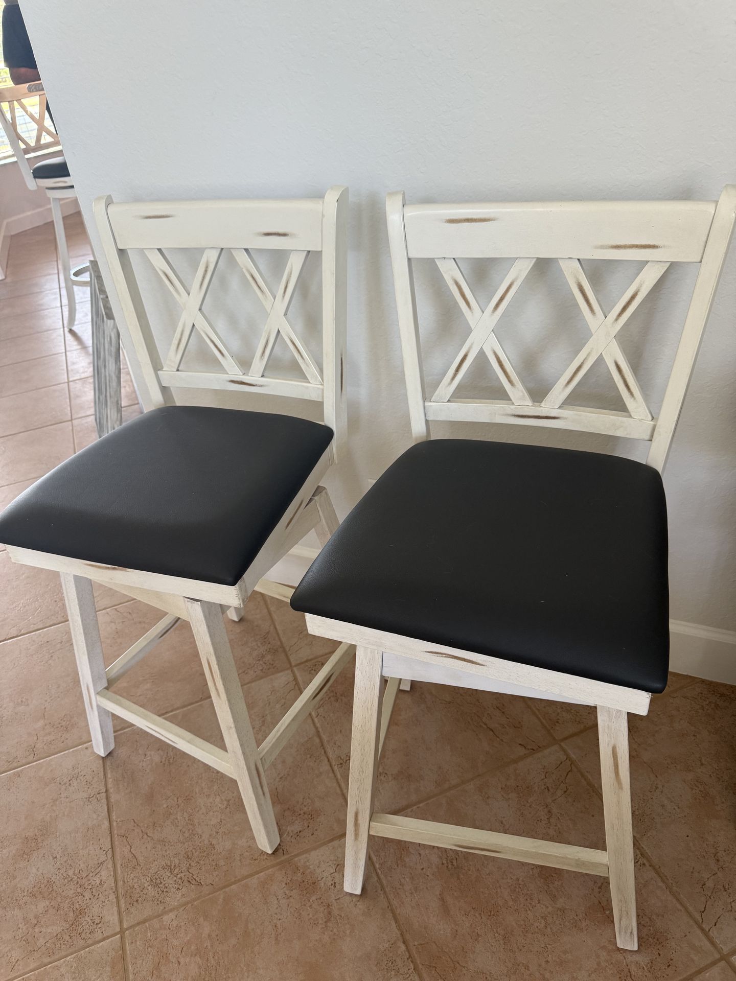 Coastal white wash/distressed bar stools