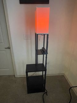 Floor lamp with shelves