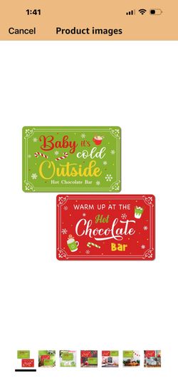Christmas Metal Sign Decor Hot Chocolate Bar