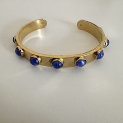 Kate Spade New York Gold Tone Blue Cabochon Studded Cuff Bracelet