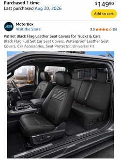 Patriot Black Flag Leather Seat Covers for Trucks & Cars