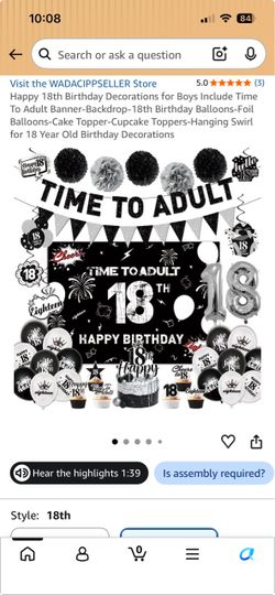 18th Birthday Party Decoration Set