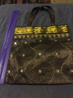 Beautiful organza silk gold embroidered bag