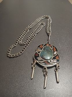 2" Native American Silver and Turquoise pendant