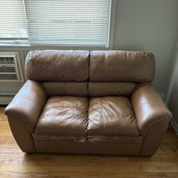 Loveseat Brown Leather Couch 